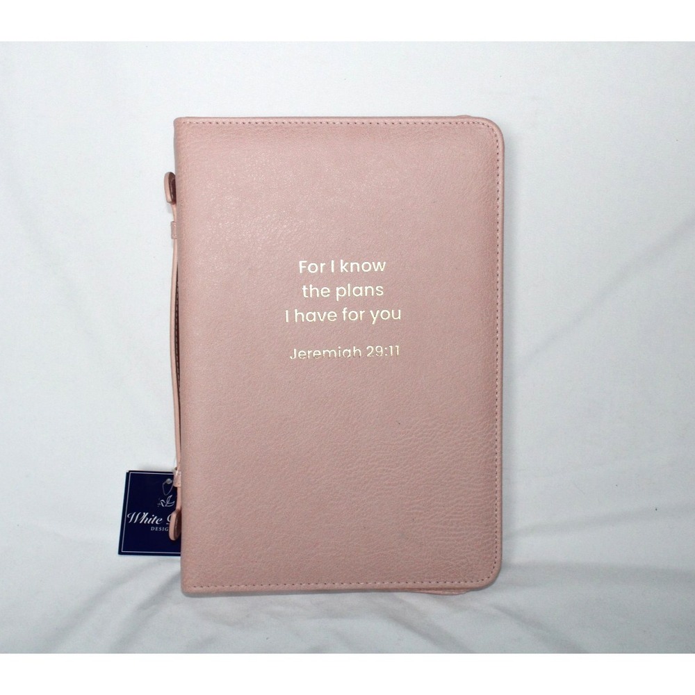 White Dove Designs Leather Bible Cover Pale Pink Blush Jeremiah 29:11 - NWT